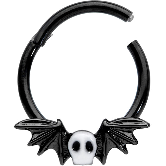 16G 3/8 Wing Skull Memento Mori Halloween Hinged Segment Ring